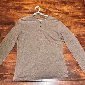 Billy Reid Men’s Henley Long Sleeve | Medium | Brown